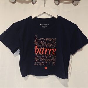 Pure Barre Brooklyn Crop Tee in Navy and Red XS NWT